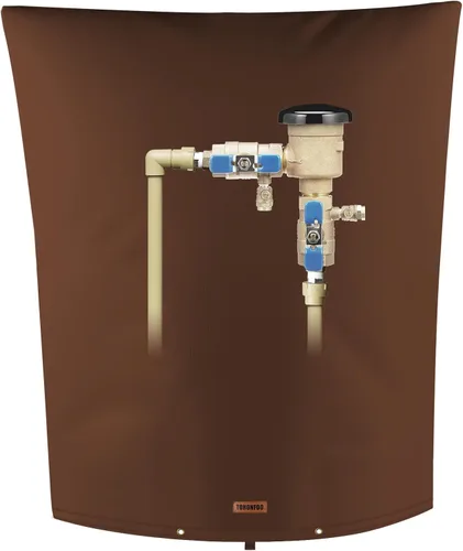 Vista 32 de Cubierta aislante de tubería para prevención de reflujo (5 °F) – Bolsa aislada para válvula de aspersor de riego – Cubierta de bomba de pozo de agua