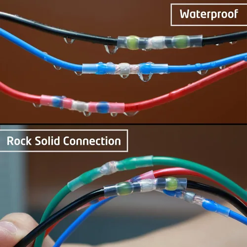 Vista 6 de 110 piezas de conectores de alambre termorretráctiles, kit de conectores de tope de sello de soldadura, terminales de empalme impermeables para uso