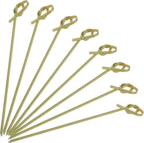 Vista 15 de Minisland Premium 3.5 Pulgadas Cuadradas Mini Palillos de Bambú Pequeños para Aperitivos, Kabobs de Fruta, Sándwiches, Cóctel, Fiesta, Palos