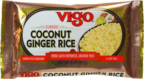 Vigo Auténtico arroz de coco y jengibre, jazmín importado (jengibre de coco, 8 onzas (paquete de 1))