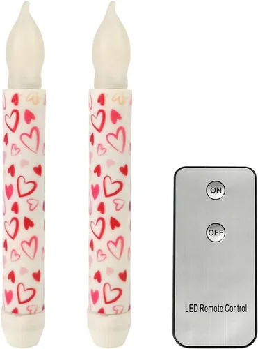 Vista 9 de Valentine Day Flameless Taper Candles with Pink Bow, 6.5" LED Candles with Remote, 2 Pack Flickering Battery Operated Candlesticks for Proposal