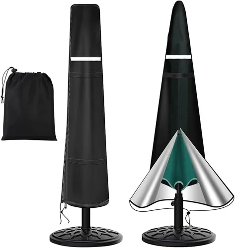 Vista 8 de Fundas de paraguas para sombrillas al aire libre, cubierta de sombrilla pequeña para sombrilla de mesa de 6 pies a 9 pies, impermeable, resistente