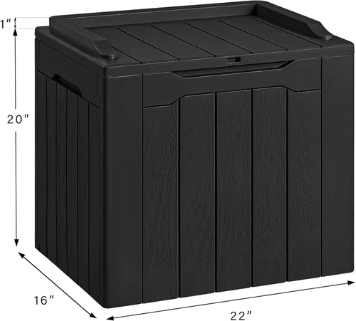 Vista 7 de Devoko - Caja de almacenamiento de 30 galones para terraza, resina impermeable, para exteriores y patio, banco con cerradura para herramientas