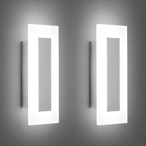 Vista 12 de LMQNINE Moderno aplique de pared de acrílico LED, luz blanca, 6000 K, iluminación de pared acrílica cableada para dormitorio, pasillo, escaleras
