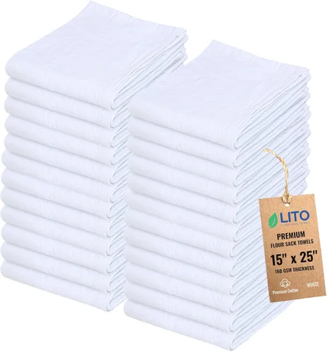 Vista 14 de Toallas de saco de harina Toalla de té para manualidades, plato de cocina, toalla de algodón en blanco para bordado, funda de lino para hornear