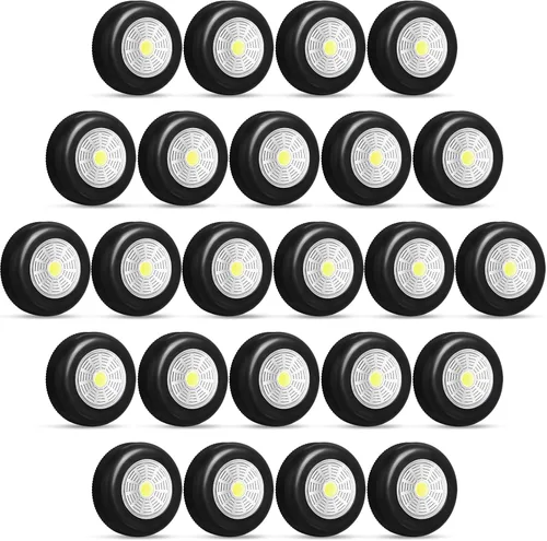 Vista 8 de Macarrie Paquete de 24 luces LED de disco de 2.68 pulgadas, mini luz nocturna táctil inalámbrica, 60 lúmenes, funciona con pilas, luces adhesivas
