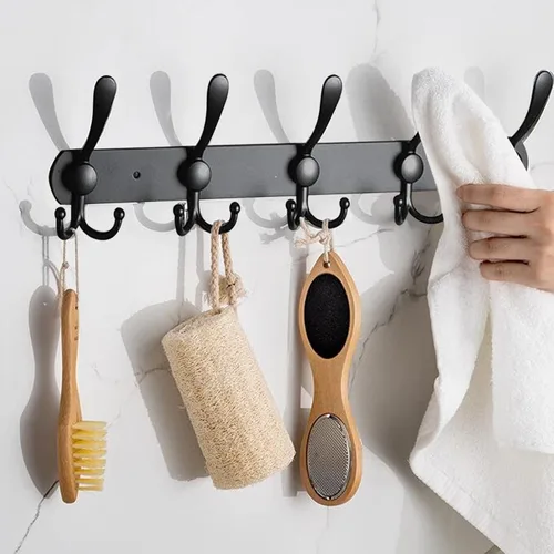 Vista 3 de GlazieVault Perchero de pared – Perchero de acero inoxidable (paquete de 2) – Ganchos resistentes para abrigos montados en la pared – Percha