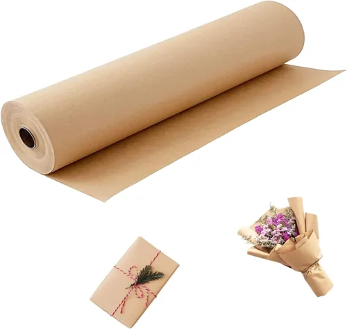 Vista 8 de Rollo de papel kraft marrón de 12 x 100 pies (1200 pulgadas) para embalaje de regalo, papel marrón para manualidades, papel kraft para tablón