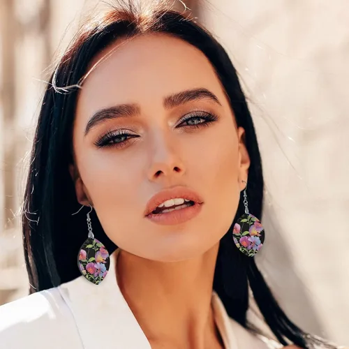 Vista 5 de ALAZA Divertidos aretes colgantes para mujer, estilo hoja