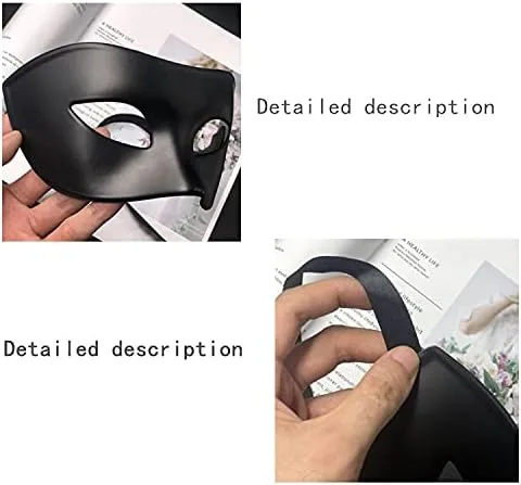 Vista 3 de BLUE GARLIC Men Masquerade Masks Bulk Black male, Venetian Mask Mascarade Ball Birthday Party Mardi Gras