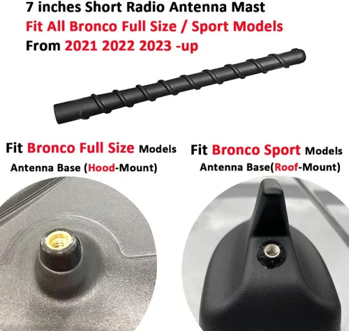 Vista 5 de Antena corta Bronco de 7 pulgadas, compatible con Ford Bronco de tamaño completo y todos los modelos 2021-2023 2024 2025 2026, buena recepción