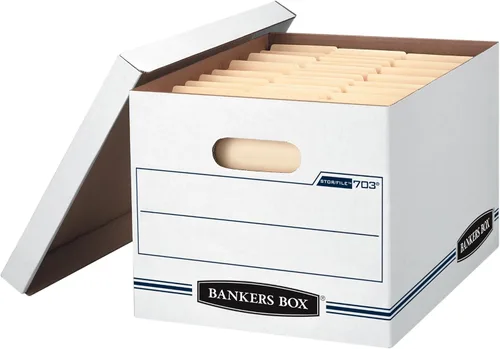 Cajas archivadoras Bankers Box, de uso básico, con tapas, 12 unidades, Carta/Papel legal, STOR/FILE, (00703)