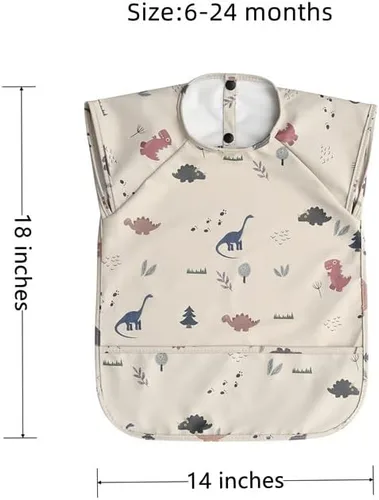 Vista 5 de GZMM Baberos impermeables para bebés, babero de alimentación con recogedor de alimentos, fácil de limpiar y lavable