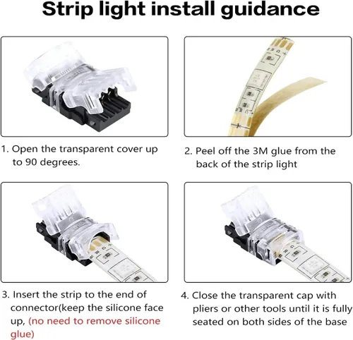 Vista 5 de SUPERNIGHT Conector LED de 4 pines RGB Cables divisores de extensión Tira a cable Conexión rápida sin pelar, Conector en forma de T Conector macho
