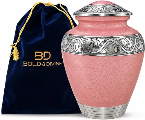 Vista 11 de BOLD&DIVINE Urna texturizada de esmalte perlado Urna conmemorativa texturizada de gránulo divino para cenizas humanas, funeral, entierro