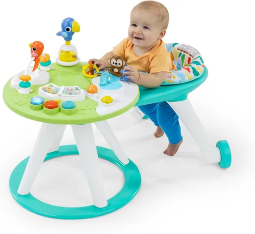 Vista 15 de Bright Starts Around We Go - Andador para bebés 2 en 1, centro de actividades y mesa Discovery, Tropic Cool, a partir de 6 meses