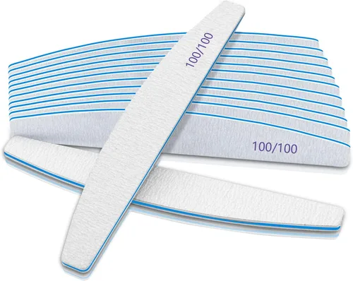 Vista 9 de BLESWIN Lima de uñas de grano 100/100, 25 piezas profesional de doble cara, herramienta gruesa reutilizable y lavable para uñas acrílicas y de gel