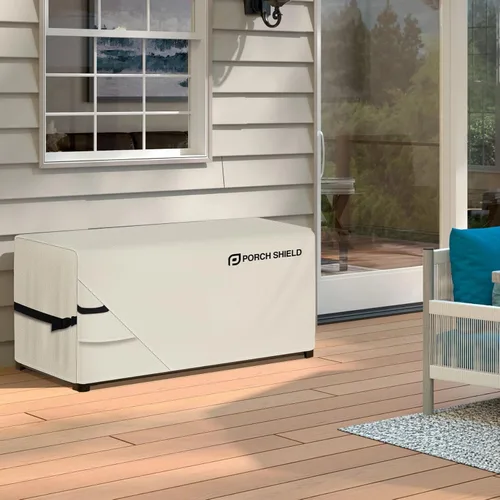 Vista 5 de Porch Shield - Caja de almacenamiento para cubierta de terraza - Cubierta impermeable al aire libre 600D para caja de 73 galones, resistente a