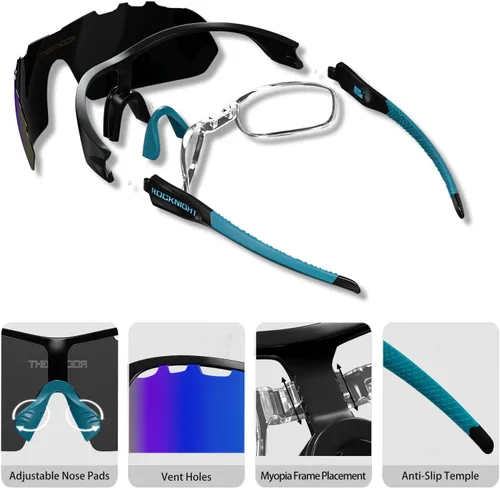 Vista 5 de ROCKNIGHT Polarized Sports Sunglasses for Cycling, Biking, Baseball & Volleyball - UV Protection, Lightweight & Durable