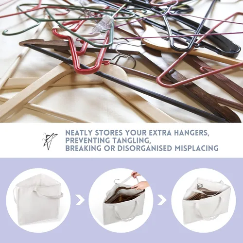 Vista 7 de Bolsa plegable triangular con asas, organizadores que ahorran espacio, almacenamiento ordenado en armarios, 18 x 13 x 13.2 pulgadas, blanco