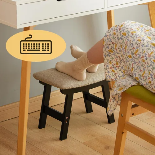 Vista 8 de Taburete otomano para pies debajo del escritorio, taburete pequeño para sala de estar, dormitorio y cocina
