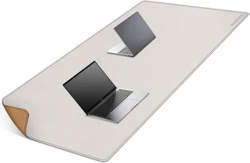 Vista 30 de MAIDERN Tapete de escritorio XXL de corcho y cuero, de 47.2 x 23.6 pulgadas, protector reversible para mouse de escritorio completo (negro)