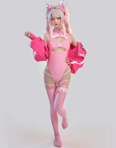 Vista 3 de haikyuu Body de cosplay para mujer con chaqueta, traje de baño de una pieza con corte de anime, control de abdomen
