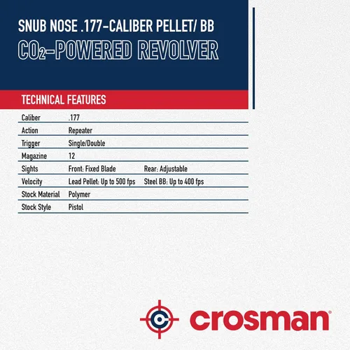 Vista 7 de Revólver de aire de metal Crosman SNR357 CO2 con munición dual