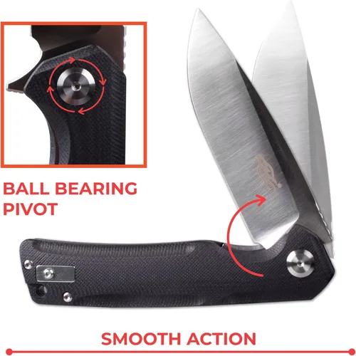 Vista 4 de Firebird GANZO FH91-BK Cuchillo Plegable de Bolsillo con Rodamiento de Bolas, Hoja de Acero D2, Mango Ergonómico G10 Antideslizante con Clip