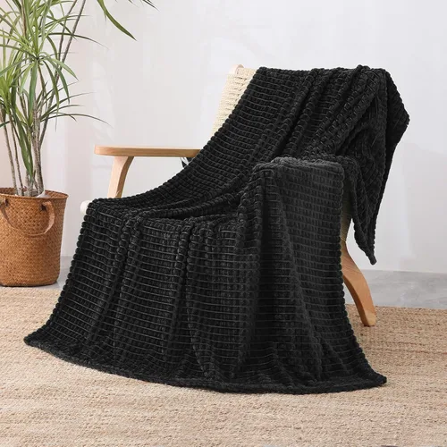 Vista 29 de Puncuntex - Manta de franela y vellón, supersuave, mullida y acogedora, con diseño de cuadrícula cuadrada, de lujo, para sofá, sillón, silla