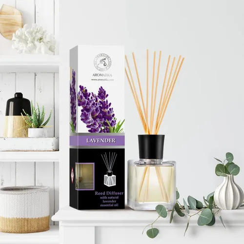 Vista 7 de Difusor de varillas con aceite esencial natural de lavanda, 6.8 onzas líquidas, difusor de varillas perfumado, juego de regalo con varillas