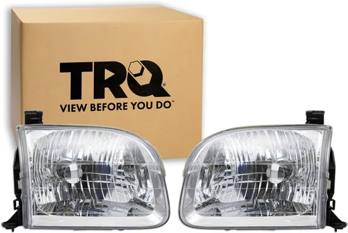 Vista 360 de TRQ Juego de Conjunto de Ensamble de Faros de 2 Piezas de Desempeño Halógeno con Marco Cromado Conductor y Lado del Pasajero Compatible con Mercedes