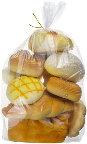 Vista 9 de 100 bolsas de pan con lazos, bolsas de pan transparentes con fuelle de 8 x 18 pulgadas para pan casero y pan de panadería