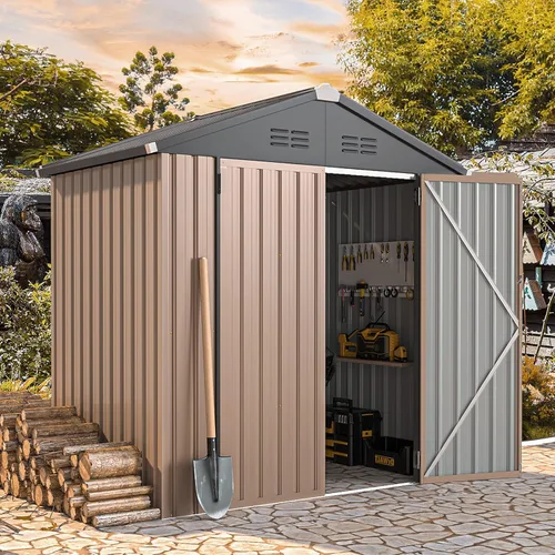 Vista 24 de AECOJOY Cobertizo de 5 x 3 pies, pequeños cobertizos de metal y espacio de almacenamiento al aire libre de 3 x 5 pies, pequeño cobertizo de metal