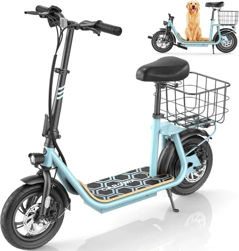 Vista 37 de Caroma Electric Scooter with Seat, Max 30 Miles Range&20MPH Speed, Peak 800/1200W Motor, Foldable Electric Scooter for Adults and Teens, Commuter E