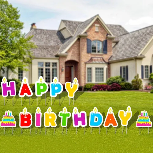 Vista 11 de Carteles de feliz cumpleaños de Blue's Clues con estacas de metal, letras de 16
