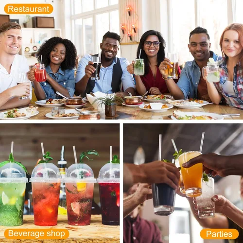 Vista 6 de Hoolerry 1500 popotes de plástico desechables envueltos individualmente, pajitas largas rectas, 0.24 pulgadas de ancho, para bebidas calientes