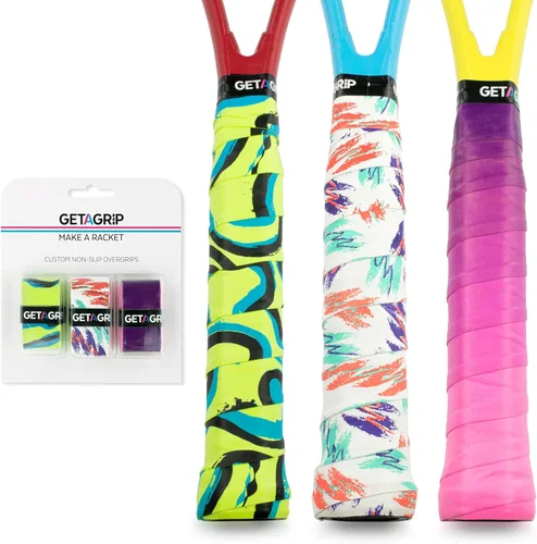 Vista 21 de Get A Grip - Grip personalizado para raqueta de tenis - Agarre antideslizante/de secado rápido para tenis - Grip precortado para raqueta