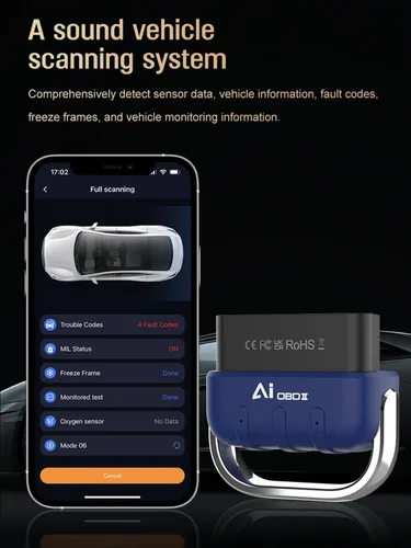 Vista 7 de Escáner OBD2 Bluetooth, Soluciones Únicas de IA, Deposición de Carbono, Lector de Códigos para Verificar la Luz del Motor, Prueba de Batería