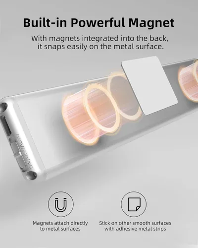 Vista 6 de EZVALO Luces LED para debajo del gabinete, luces LED inalámbricas de carga USB, iluminación con sensor de movimiento para interiores, 3500 K