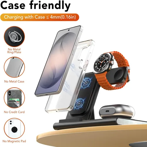 Vista 7 de Wireless Charger for Samsung Charger (Foldable & Nightlight),3 in 1 Charging Station for Samsung S26 Ultra/S25/S24/S23/S22/Note20 Z Fold Flip7