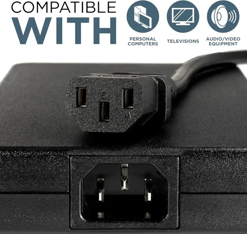 Vista 3 de Cable de alimentación de CA de 3 clavijas para computadora, médico, servidor y escritorio, cable de alimentación de 3 clavijas de 1 pie - Cable