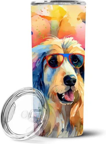 Vista 9 de Caroline's Treasures Siberian Husky Hippie Dawg - Vaso delgado de acero inoxidable al vacío de doble pared reutilizable, vaso aislado para café