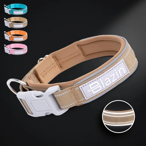 Vista 12 de BLAZIN Collar reflectante para perro con diseño de cierre de junta tórica para perros sensibles, acolchado de neopreno suave, collares para perros O
