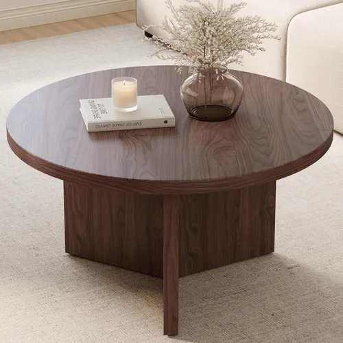 Vista 13 de Luoxiao Mesa de Centro de 27.5'' para Espacios Pequeños, Mesa Moderna Minimalista para Sala de Estar, Mesa Auxiliar Redonda Pequeña Duradera y Negro