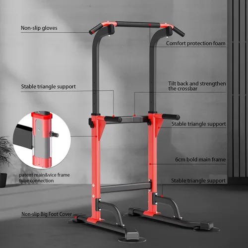 Vista 4 de Z ZHICHI Pull Up Dip Station For Home Gym Strength Training Fitness Workout Station Chin-Ups Push-Ups Pull-Ups Dip-Ups 330LBS T055CDC