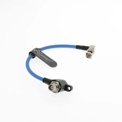 Vista 2 de SDI-Protector-Cable para aisladores galvánicos RED-Komodo BNC macho a ángulo recto BNC hembra cable de alimentación 8 pulgadas/7.9 in azul