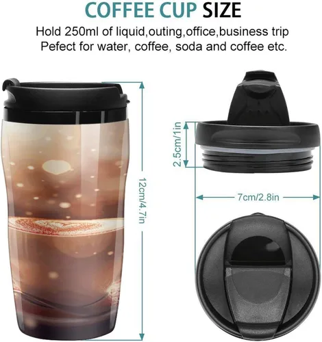 Vista 2 de Hearts Drawn on Coffee Coffee Cup Hot Coffee Travel Mug Reusable Iced Coffee Cups Double Heat Insulation Coffee Mug with Leak-Proof Lid Stylish
