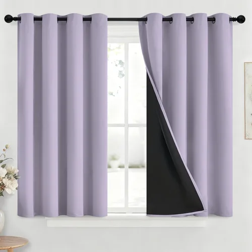 Vista 57 de Yakamok Cortinas 100% opacas para dormitorio, 2 paneles, cortinas de ventana completamente opacas, paneles de ventana con aislamiento térmico