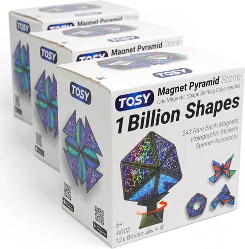 Vista 13 de TOSY Piedra Piramidal Magnética: 1 Cubo se Transforma en 1 Billón de Formas, 14 Piezas (12 Piezas de Rompecabezas y 2 Giradores), 243 Imanes, Regalo